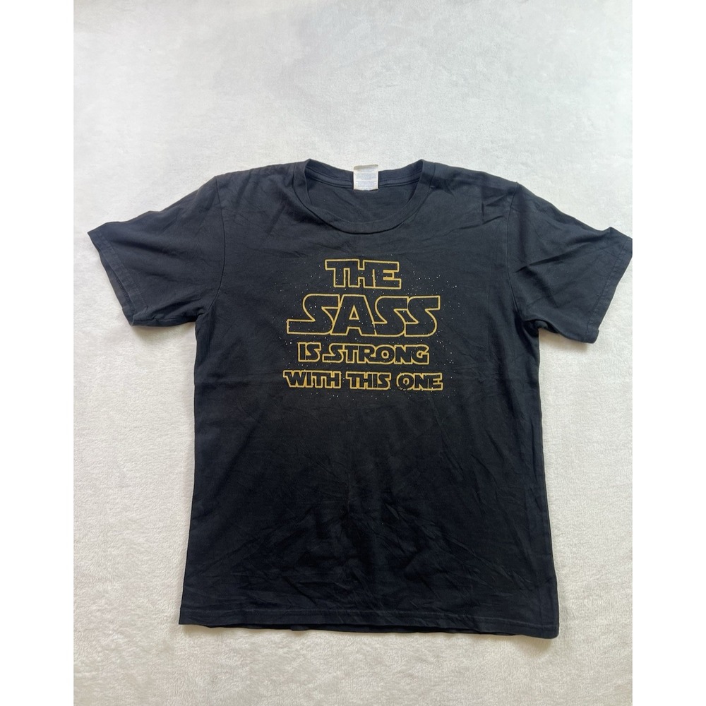 Disney Star Wars The Sass Is Strong Black Graphic T Shirt Youth M Port & Company